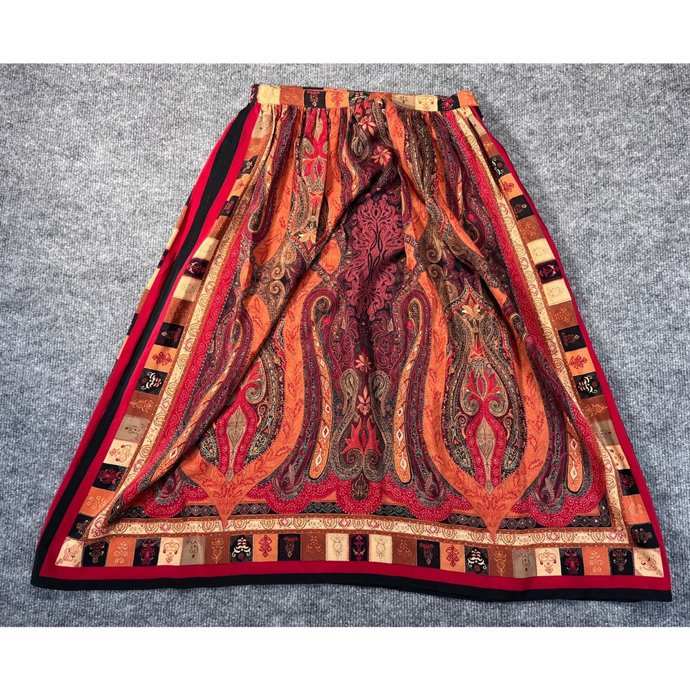 Vintage 80s Anne Crimmins UMI Collections 100% Silk Skirt Size 6 Vibrant Paisley